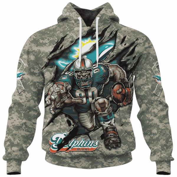 Dolphins Camo Mascot Limited Edition Hoodie T-shirt Sweatshirt All Merchandise
