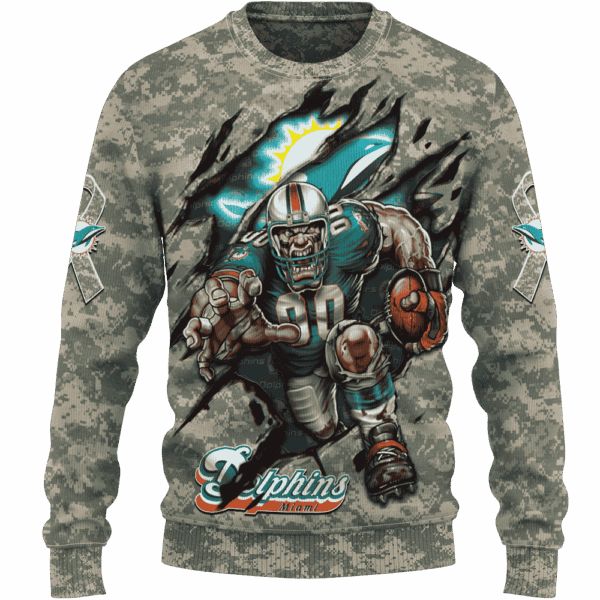 Dolphins Camo Mascot Limited Edition Hoodie T-shirt Sweatshirt All Merchandise - Image 2