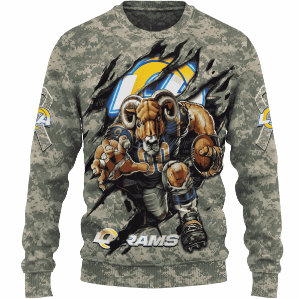 Rams Camo Mascot Limited Edition Hoodie T-shirt Sweatshirt All Merchandise - Image 2