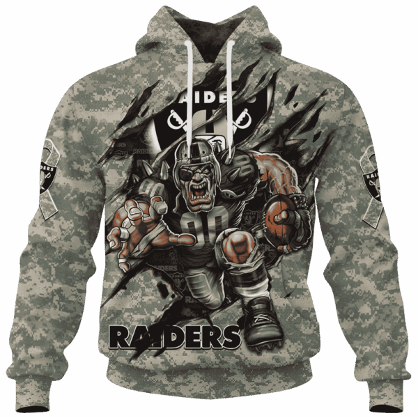 Raiders Camo Mascot Limited Edition Hoodie T-shirt Sweatshirt All Merchandise