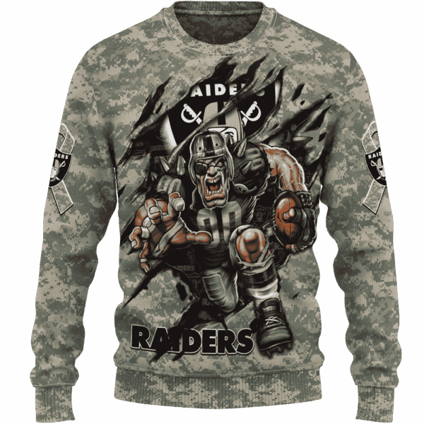 Raiders Camo Mascot Limited Edition Hoodie T-shirt Sweatshirt All Merchandise - Image 2