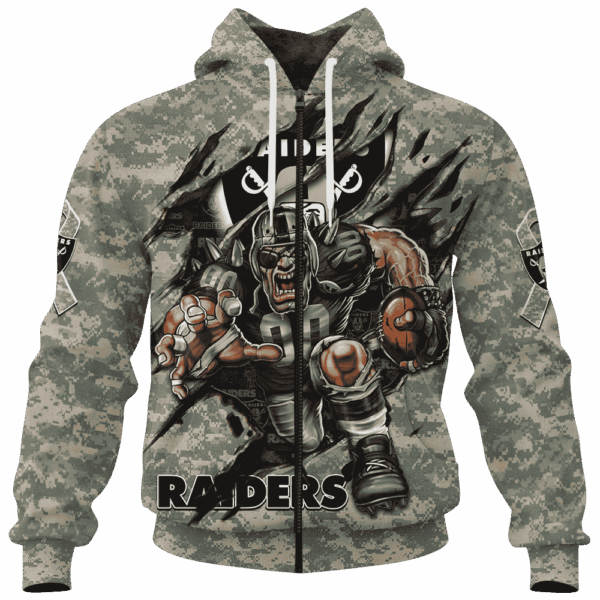 Raiders Camo Mascot Limited Edition Hoodie T-shirt Sweatshirt All Merchandise - Image 4