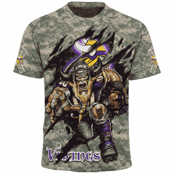 Vikings Camo Mascot Limited Edition Hoodie T-shirt Sweatshirt All Merchandise - Image 5