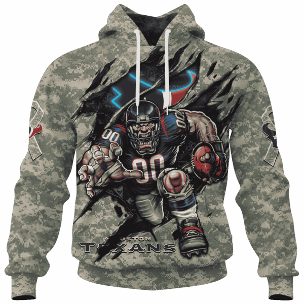 Texans Camo Mascot Limited Edition Hoodie T-shirt Sweatshirt All Merchandise