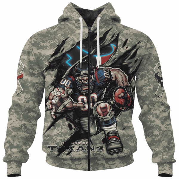 Texans Camo Mascot Limited Edition Hoodie T-shirt Sweatshirt All Merchandise - Image 4
