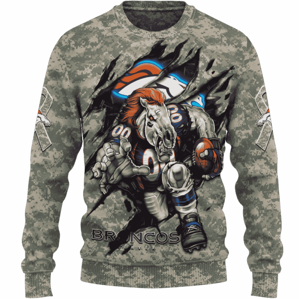 Broncos Camo Mascot Limited Edition Hoodie T-shirt Sweatshirt All Merchandise - Image 2