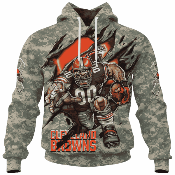 Browns Camo Mascot Limited Edition Hoodie T-shirt Sweatshirt All Merchandise