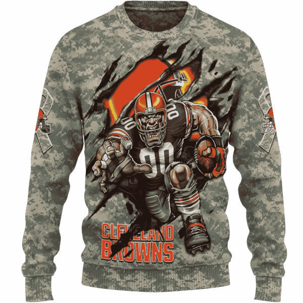 Browns Camo Mascot Limited Edition Hoodie T-shirt Sweatshirt All Merchandise - Image 2