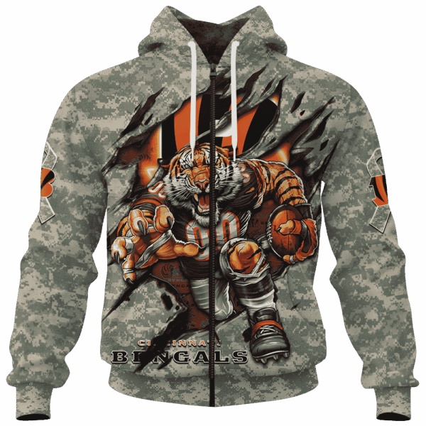 Bengals Camo Mascot Limited Edition Hoodie T-shirt Sweatshirt All Merchandise - Image 4