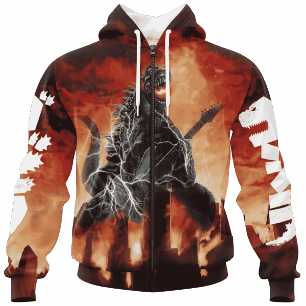 Godzilla Play Guitar Hoodie T-shirt Sweatshirt All Merchandise - Image 2