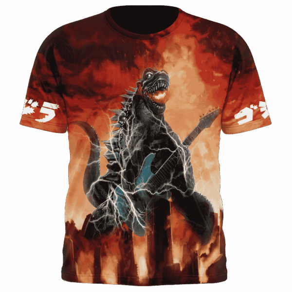 Godzilla Play Guitar Hoodie T-shirt Sweatshirt All Merchandise - Image 3