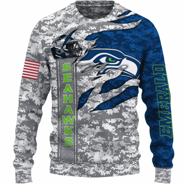 Seahawks Camo US Limited Edition Hoodie T-shirt Sweatshirt All Merchandise - Image 2