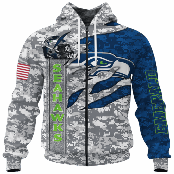 Seahawks Camo US Limited Edition Hoodie T-shirt Sweatshirt All Merchandise - Image 4