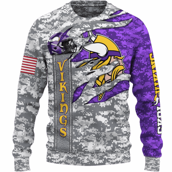 Vikings Camo US Limited Edition Hoodie T-shirt Sweatshirt All Merchandise - Image 2
