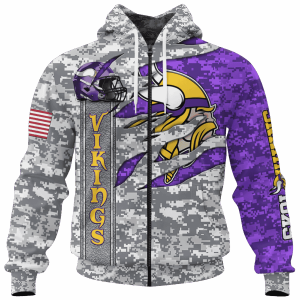 Vikings Camo US Limited Edition Hoodie T-shirt Sweatshirt All Merchandise - Image 4