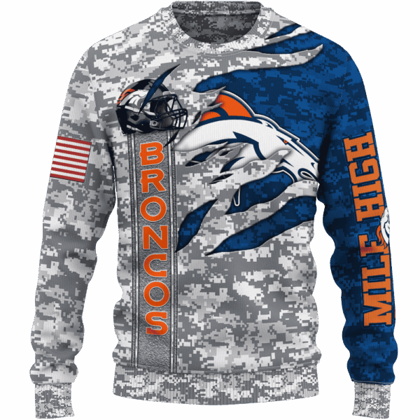 Broncos Camo US Limited Edition Hoodie T-shirt Sweatshirt All Merchandise - Image 2