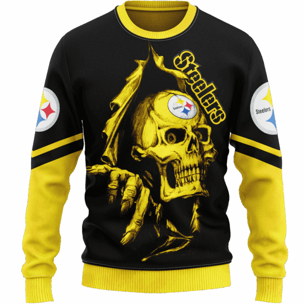 Steelers Skull Tear Cap Limited Edition Hoodie T-shirt Sweatshirt All Merchandise - Image 2