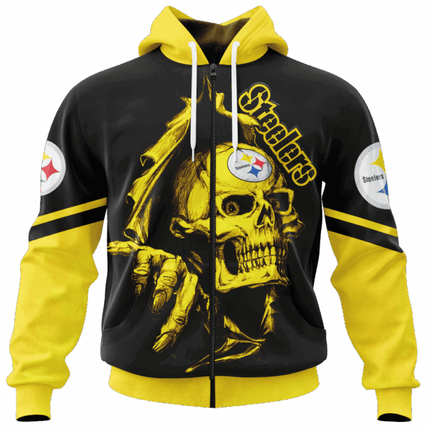 Steelers Skull Tear Cap Limited Edition Hoodie T-shirt Sweatshirt All Merchandise - Image 4