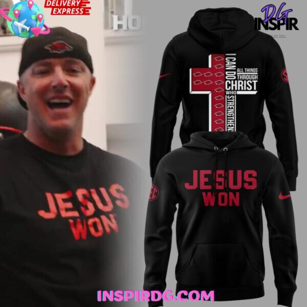 Arkansas Razorback Jesus Won 2025 Hoodie Hoodie T-shirt Sweatshirt All Merchandise