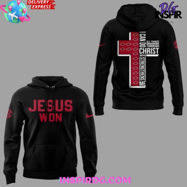 Arkansas Razorback Jesus Won 2025 Hoodie Hoodie T-shirt Sweatshirt All Merchandise - Image 2