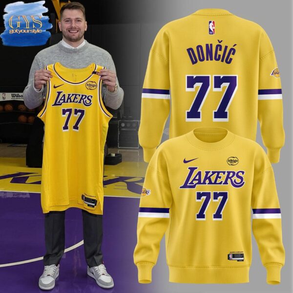 Lakers Show Luka Doncic Yellow Sweatshirt