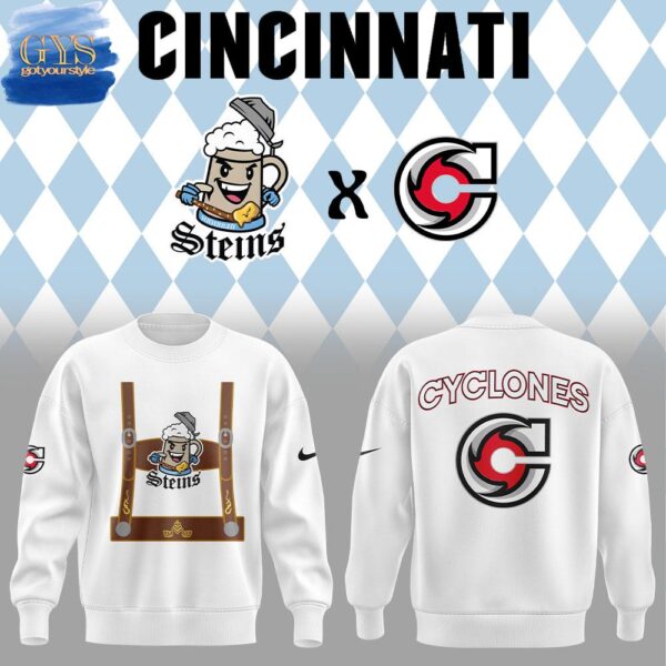Cincinnati Cyclones Zinzinnati Steins White Sweatshirt