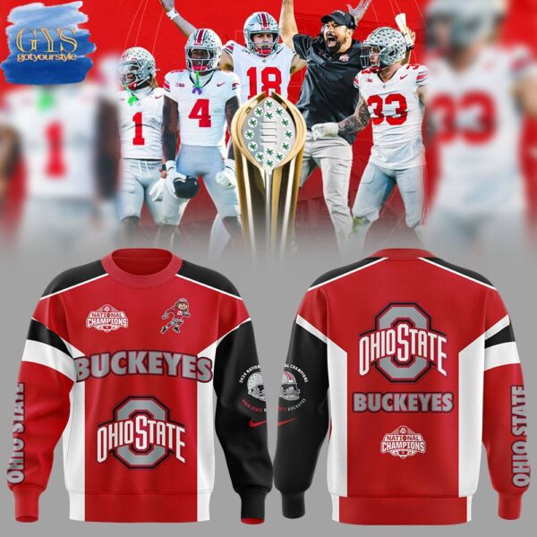Ohio State Football 2025 CFP National Champions Black Red Sweatshirt