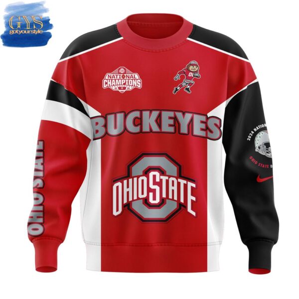 Ohio State Football 2025 CFP National Champions Black Red Sweatshirt - Image 2