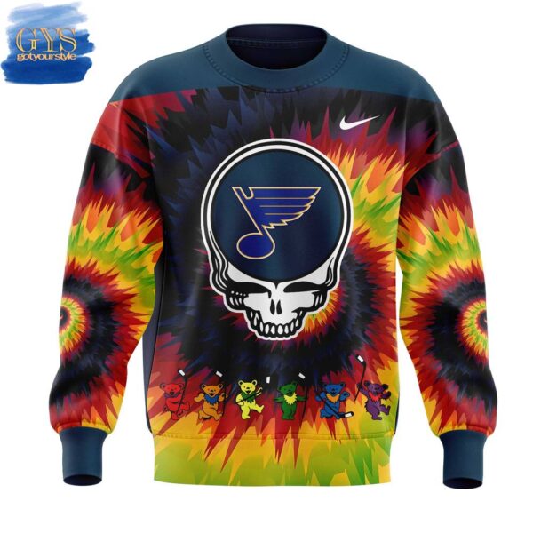 St. Louis Blues Grateful Dead Night Tie Dye Sweatshirt - Image 2