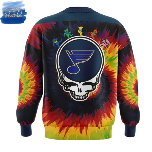 St. Louis Blues Grateful Dead Night Tie Dye Sweatshirt - Image 3