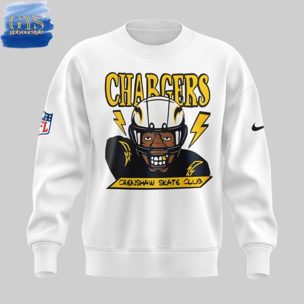 Crenshaw Skate Club x Los Angeles Chargers 2025 Limited White Sweatshirt - Image 2