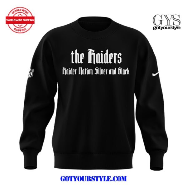 Las Vegas Raiders The Raiders Nation Silver And Black Sweatshirt - Image 2