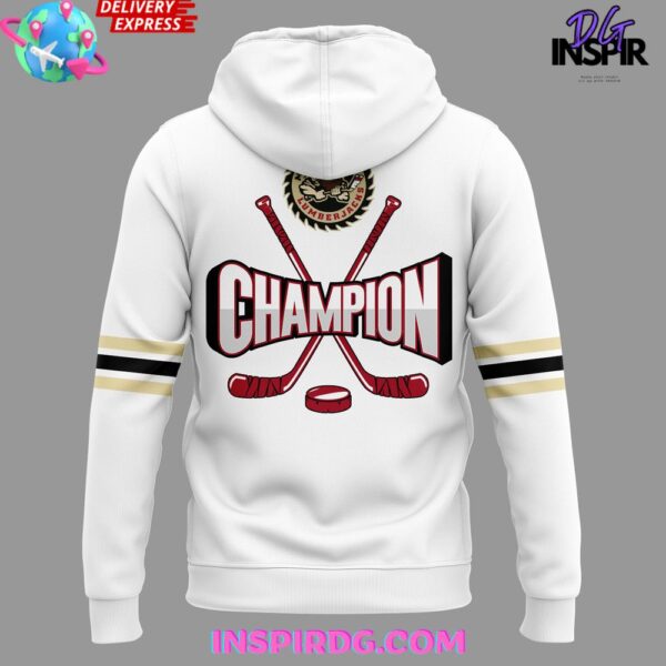 Muskegon Lumberjacks 2025 USHL Clark Cup Performance White Hoodie T-shirt Sweatshirt All Merchandise - Image 3