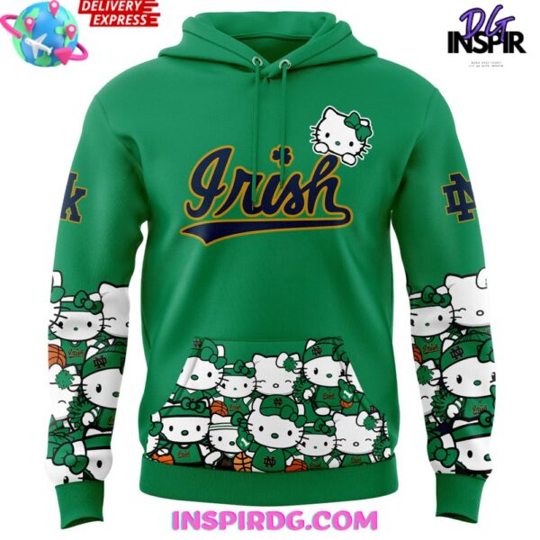 Notre Dame Fighting Irish Collab Hello Kitty 2025 Green Hoodie - Image 2