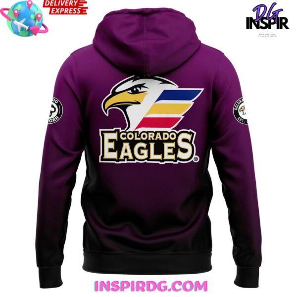 Colorado Eagles x Voodoo Ranger Lounge 2025 Purple Hoodie - Image 2