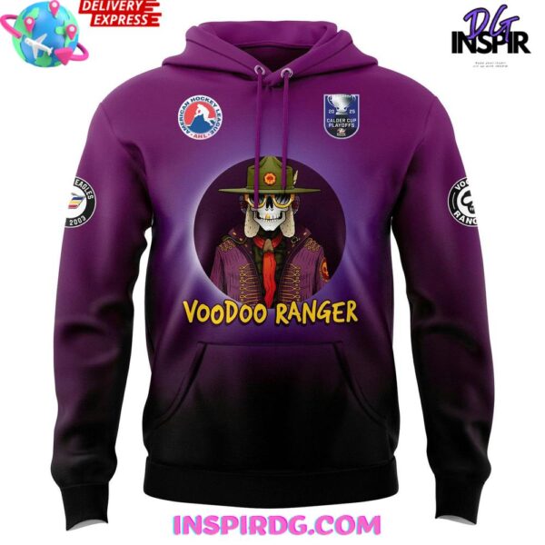Colorado Eagles x Voodoo Ranger Lounge 2025 Purple Hoodie - Image 3