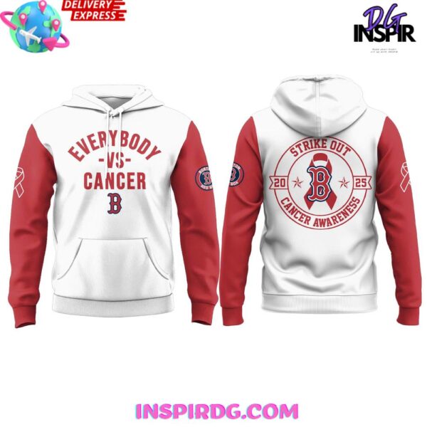 Boston Red Sox Strike Out 2025 Cancer Awareness Hoodie - Image 2