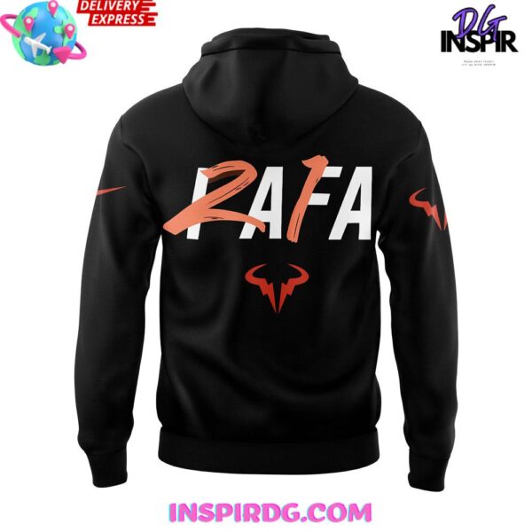Offical Rafael Nadal Roland Garros Merci Rafa 2025 Black Hoodie - Image 3