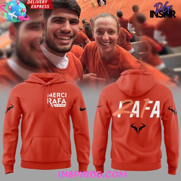 Offical Rafael Nadal Roland Garros Merci Rafa 2025 Orange Hoodie