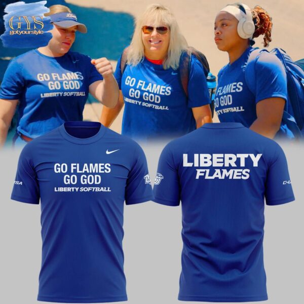 Liberty Flames Go Flames Go God Blue Shirt
