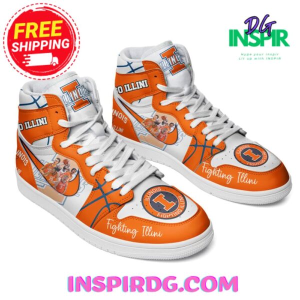 Illinois Fighting Illini Go Illini Orange Air Jordan 1 High Top - Image 2
