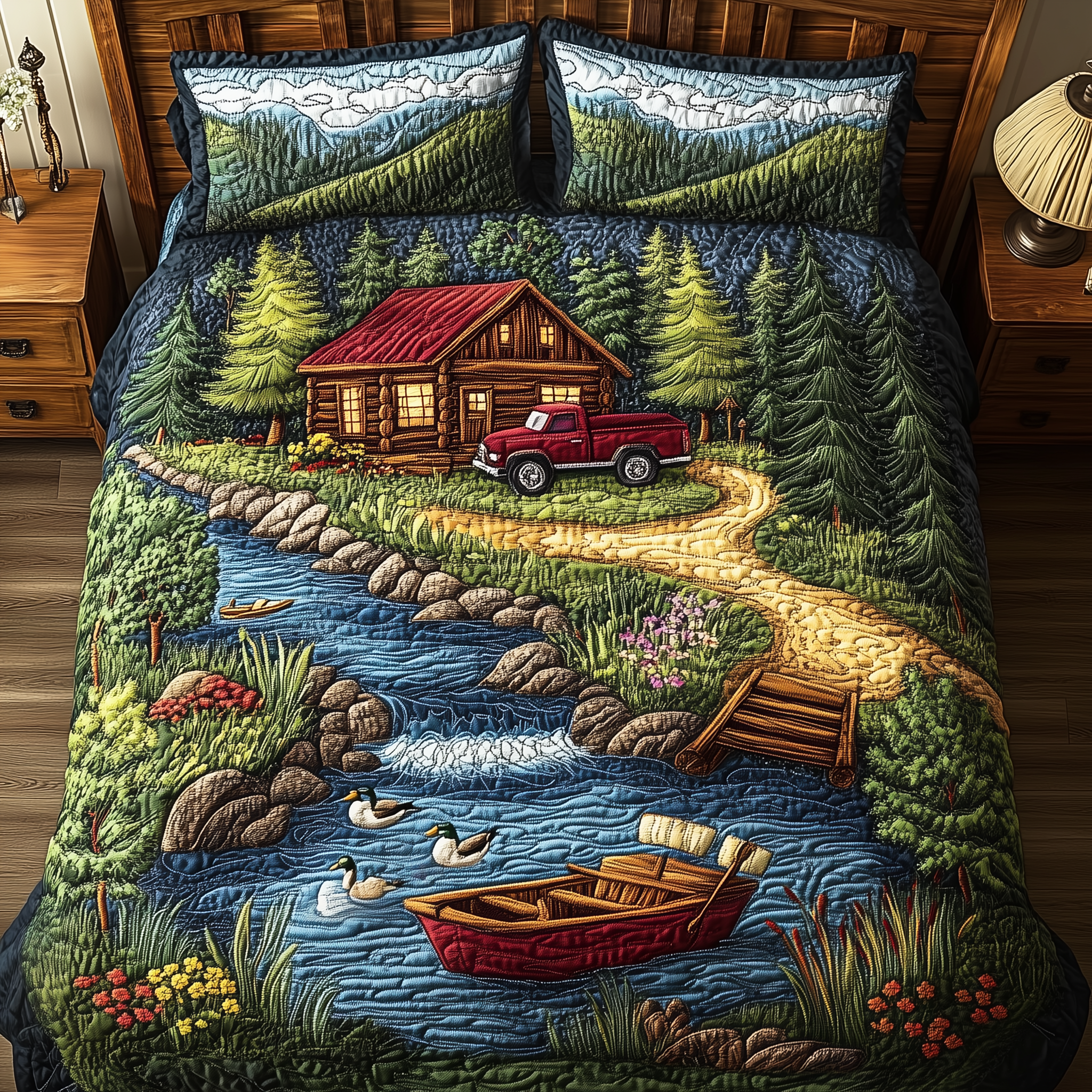 Refuge Amidst Nature Quilted Bedding Set Duvet Cover Bedspread Set Item Mother To Be Gifts