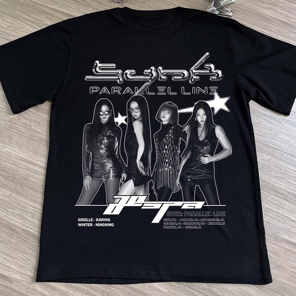 Retro AESPA Synk Parallel Line Tour Shirt Aespa Live Tour In US Hoodie Aespa Whiplash