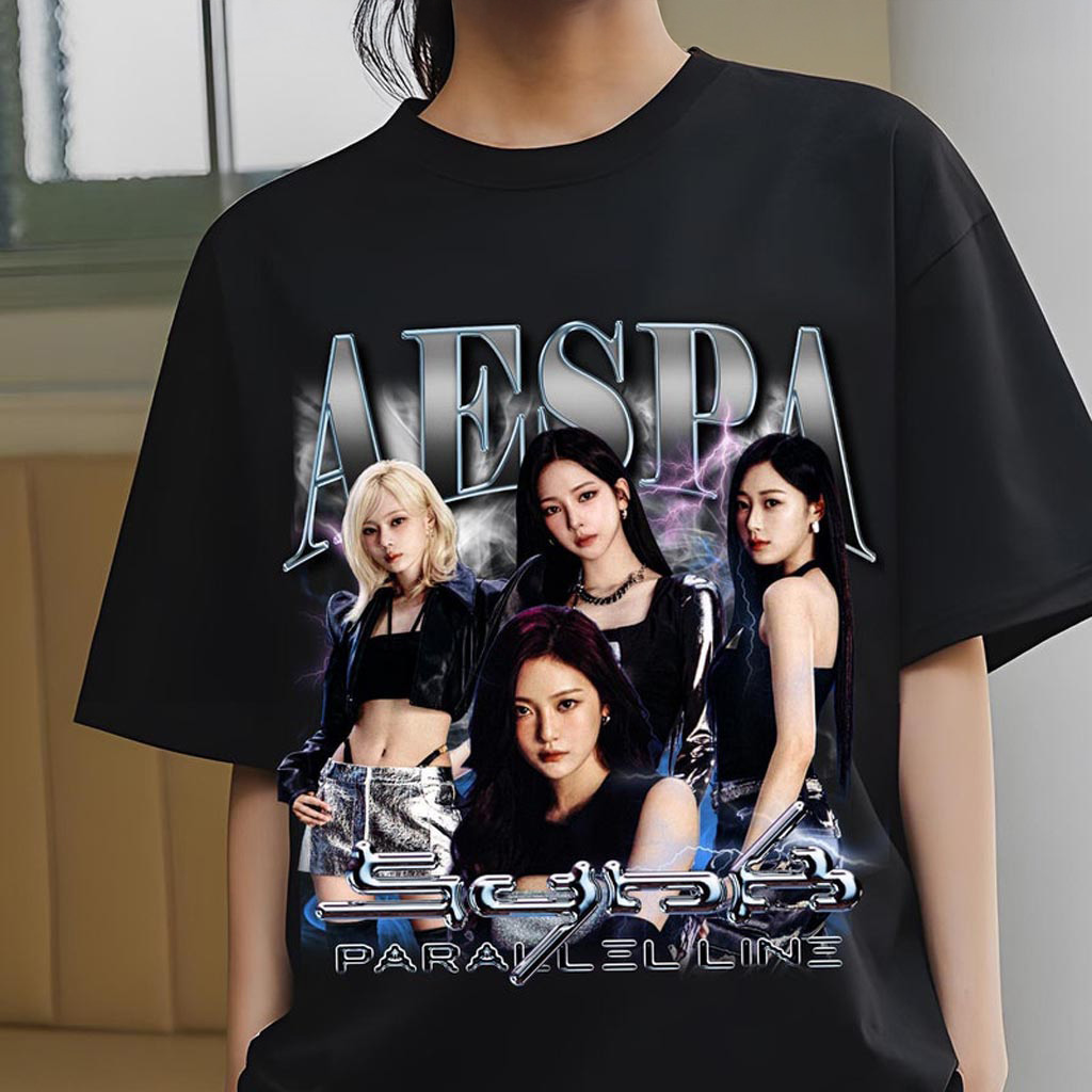 Retro AESPA Synk Parallel Line Tour Tshirt Aespa Live Tour In US Sweatshirt Aespa Whiplash