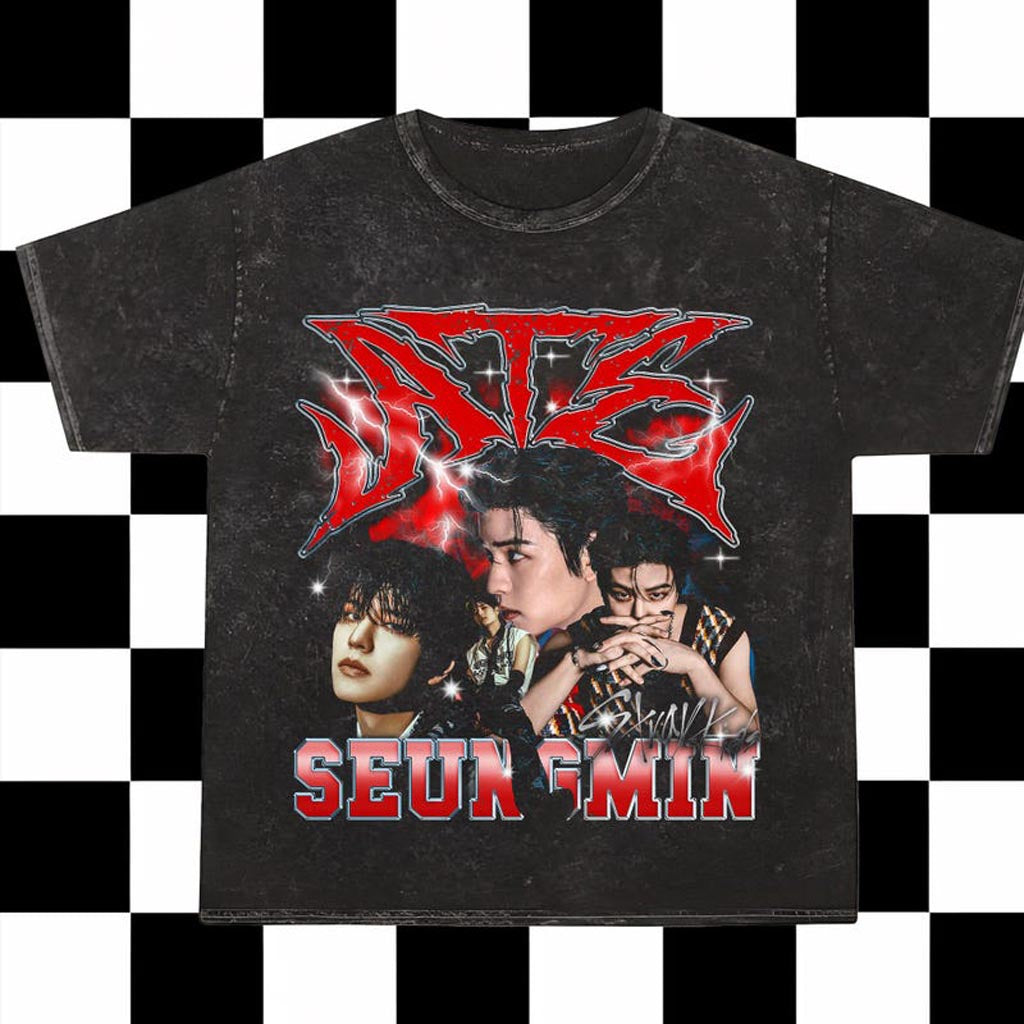 Retro Seungmin Stray Kids Domiate Mineral Wash Shirt Stray Kids DomiAte In US Shirt Fan Merch