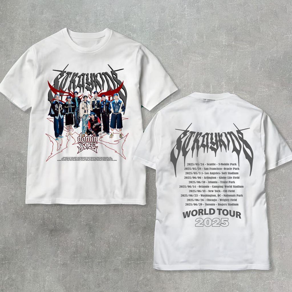 Retro Stray Kids Domiate World Tour 2025 T-shirt Stray Kids Shirt Stray Kids Tour Shirt