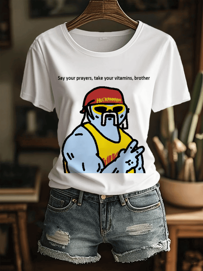 Retro Training In Prayer Hulk Hogan Quote T-Shirt Gits For Women's