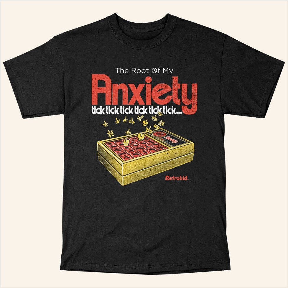 Retrokid Originals Anxiety T-Shirt Retrokid Merch Black Presents For Boyfriend