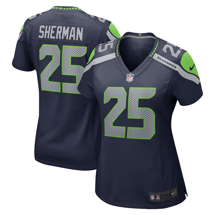 Richard Sherman 25 Seattle Seahawks Women Retired Game Jersey - College Navy - JS930