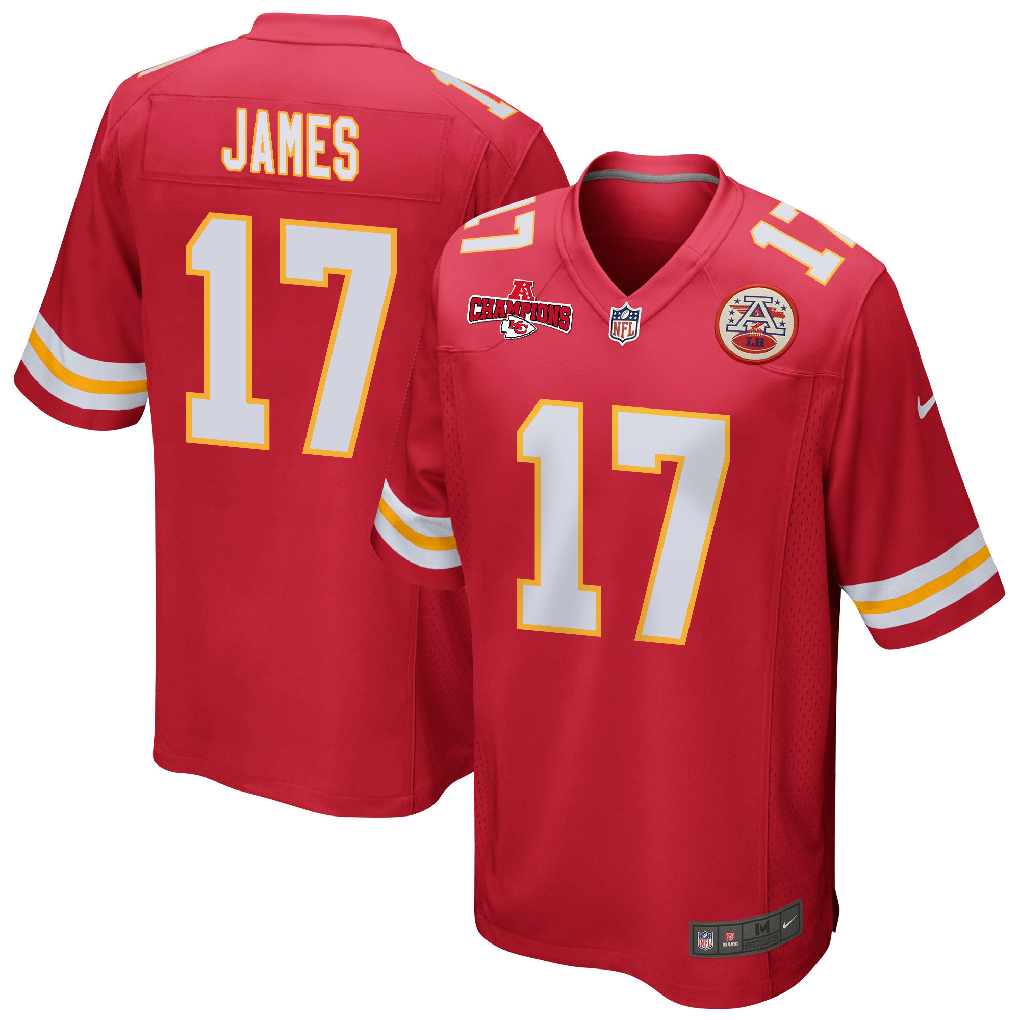 Richie James 17 Kansas City Chiefs AFC Champions Patch Game Men Jersey - Red - JSDV549